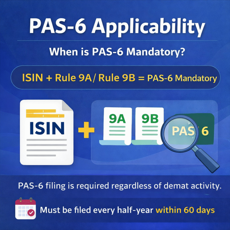 Pas Filing PAS-6 Applicability: ISIN, Rule 9A & 9B with Due Dates & Filing